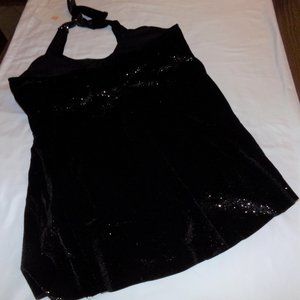 SELFIEGO Swim Dress Sparkly Black & Silver Size XL NWOT
